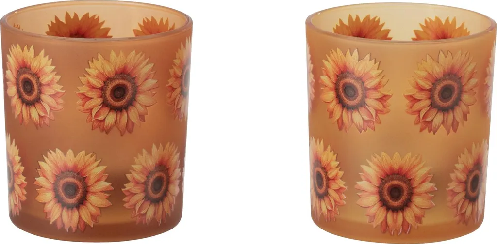 Photophore en Verre Orange Décoration de Table Salon - Set de 2 J-Line