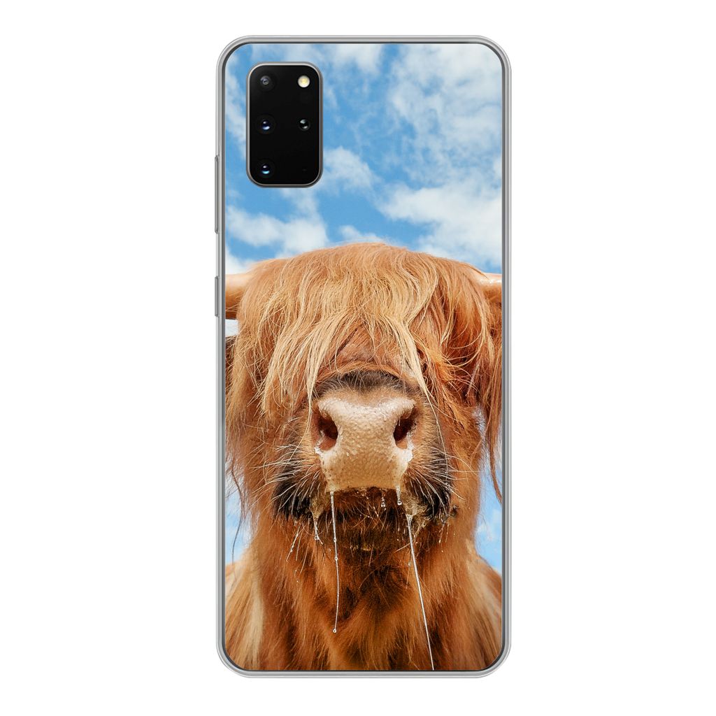 MuchoWow Handyhülle Schutzhülle Hülle für Samsung Galaxy S20 Plus Schottischer Highlander - Wolke - Tiere Silikon Softcase Handy Hülle - Har...