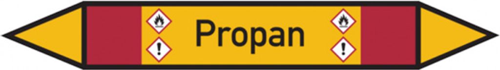 Dreifke Rohrleitugnsetikett, Propan | Folie selbstklebend | 270x37 mm, 1 Stk