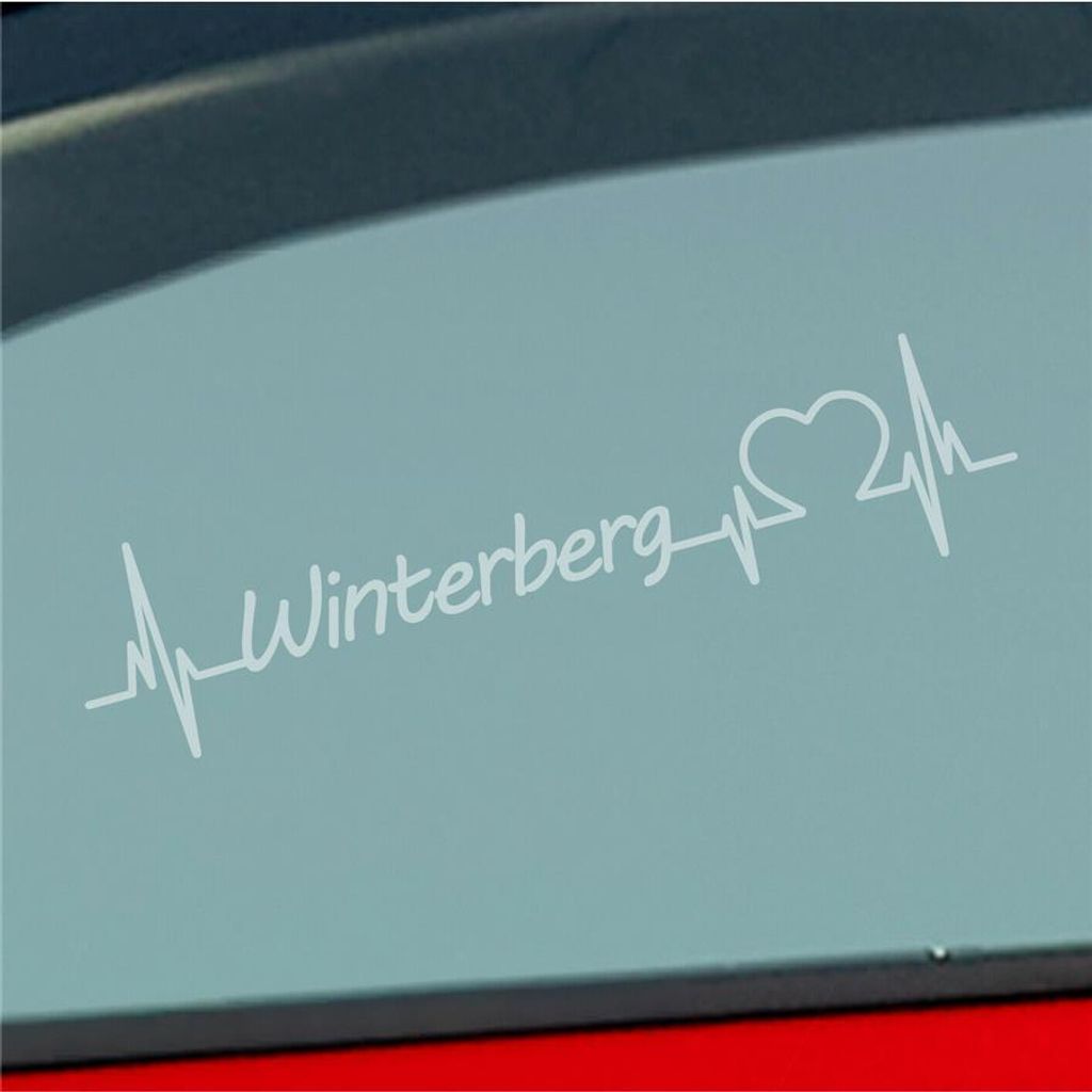 Auto Aufkleber Winterberg Herz Herzschlag 19x5 cm Milchglas Sticker Heckscheibenaufkleber