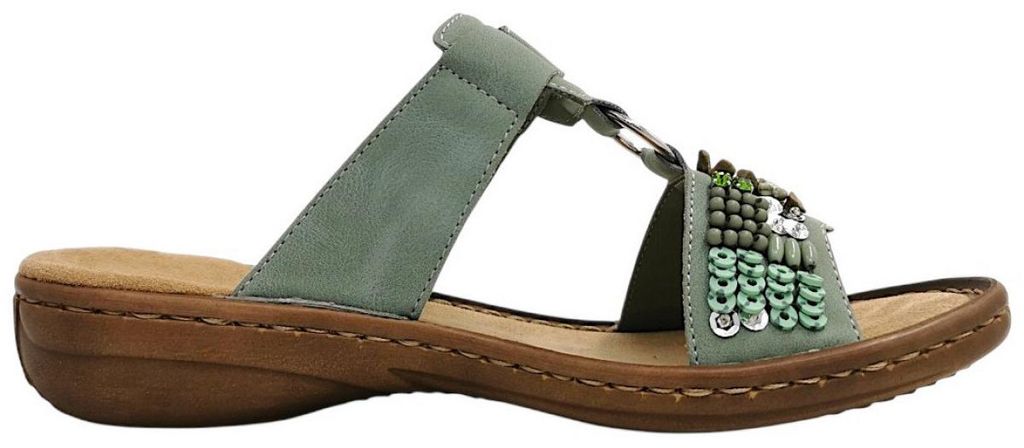 Rieker  Damenschuhe Pantoletten Bequem Grün Freizeit Produktbild 