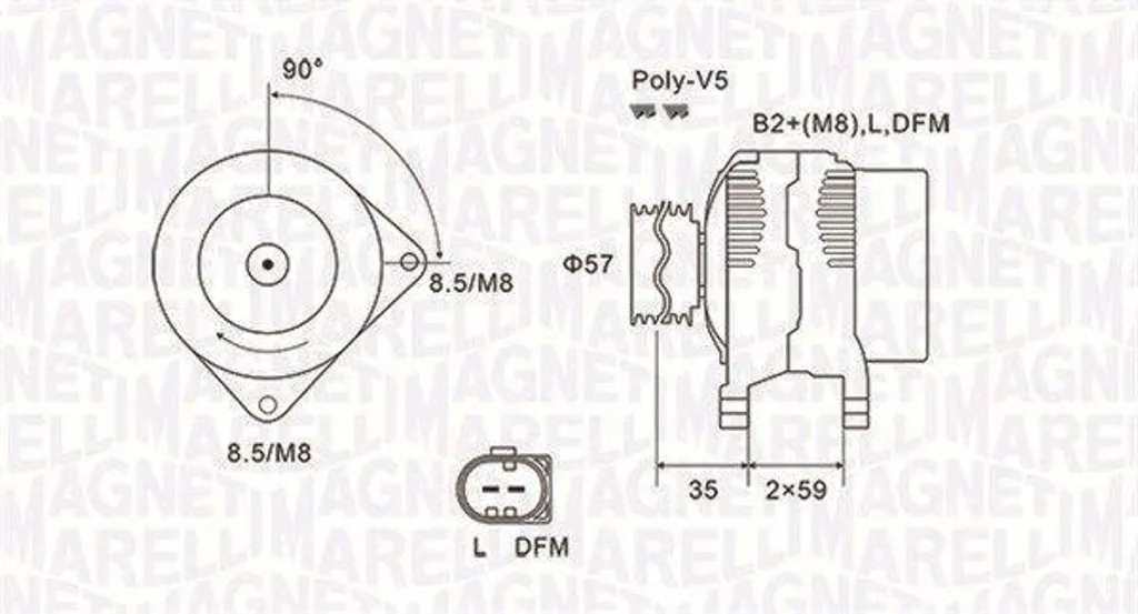 Alternateur Magneti Marelli 063731675010 Courant Alternatif 14V 120A