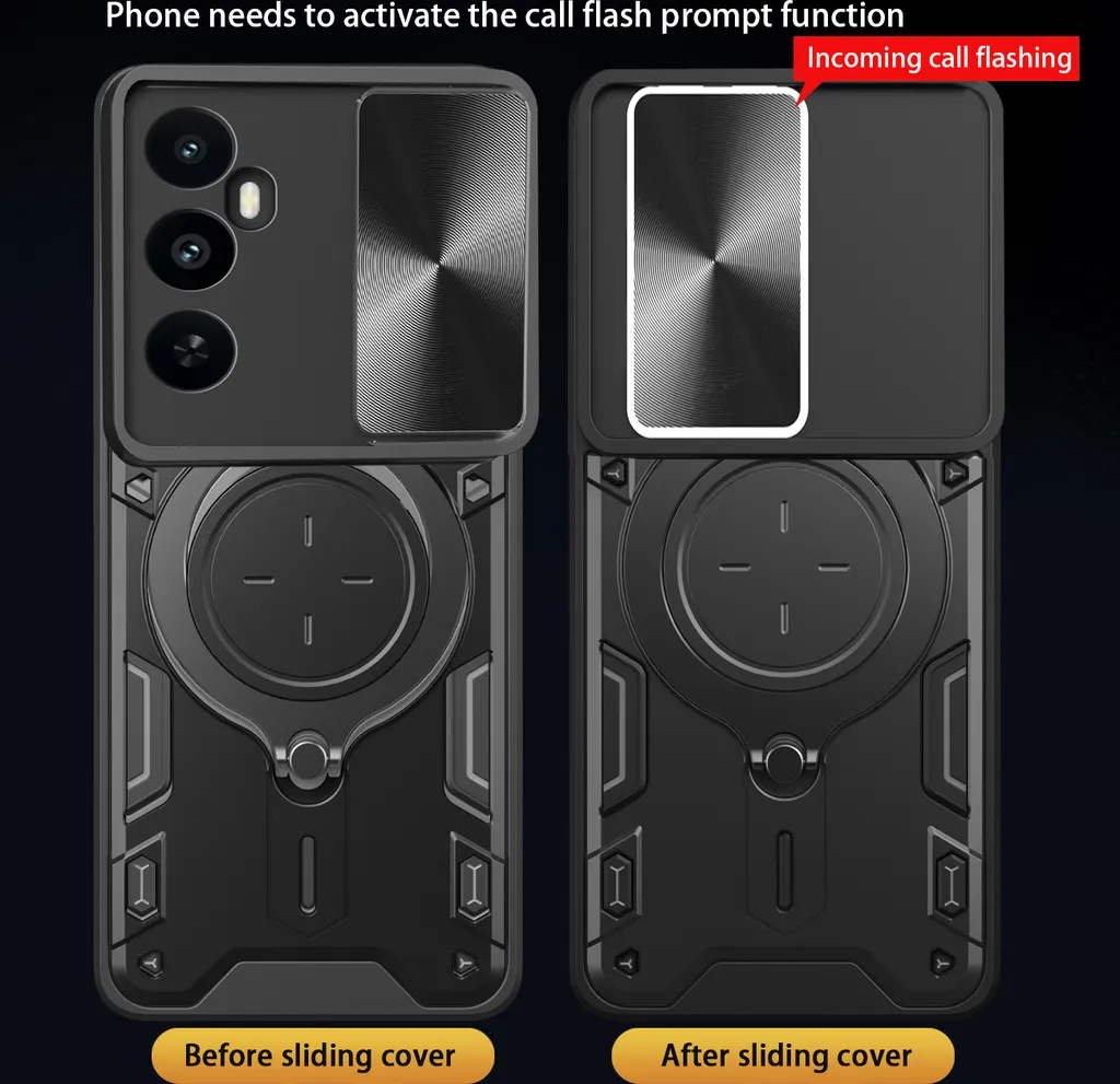 ESTH® Cover per Realme C51 4G con Custodia per Fotocamera Scorrevole e Supporto ad Anello [Custodia Paraurti Compatibile con Supporto Magnetico per