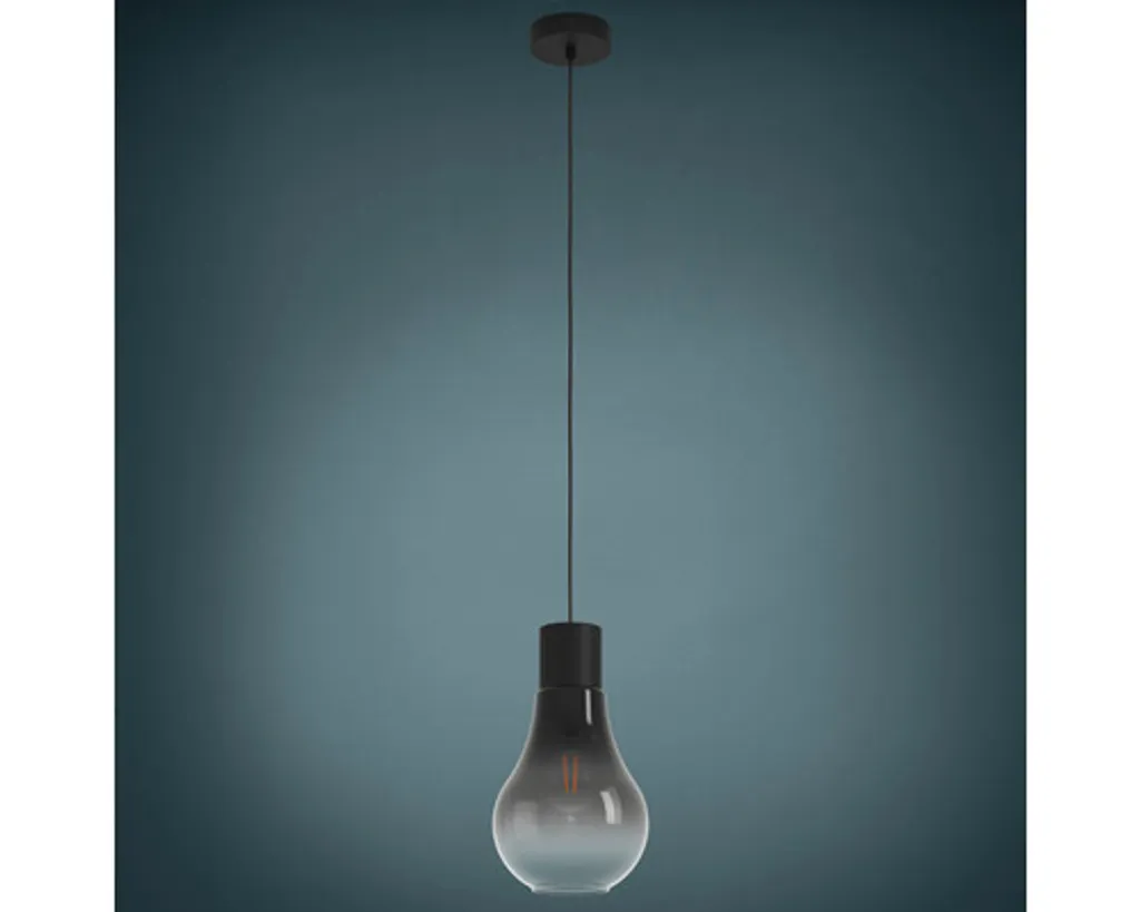 Eglo CHASELY 43129: Lampada Sospensione Vintage Vetro Fumè e Acciaio - 3