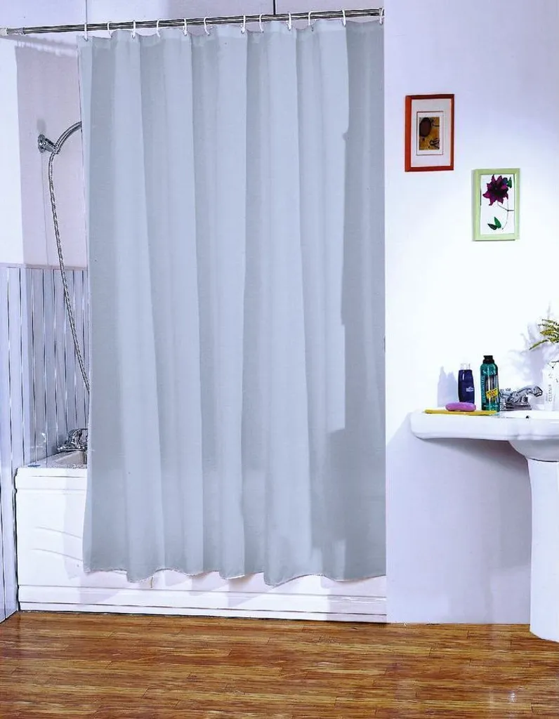 Tenda da doccia antimuffa MSV - Antibatterica, lavabile, in poliestere impermeabile, "grigio chiaro" 120x200 cm