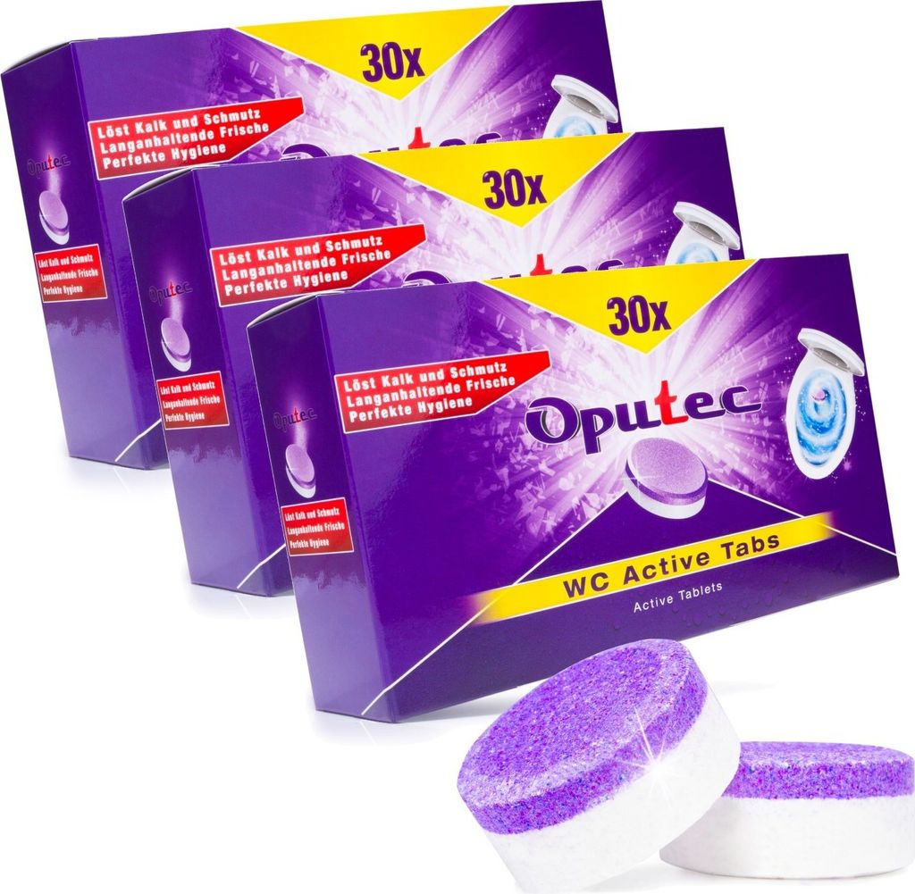 Oputec 90x WC Tabs – WC Reinigungstabletten für Toilette & Produktbild 