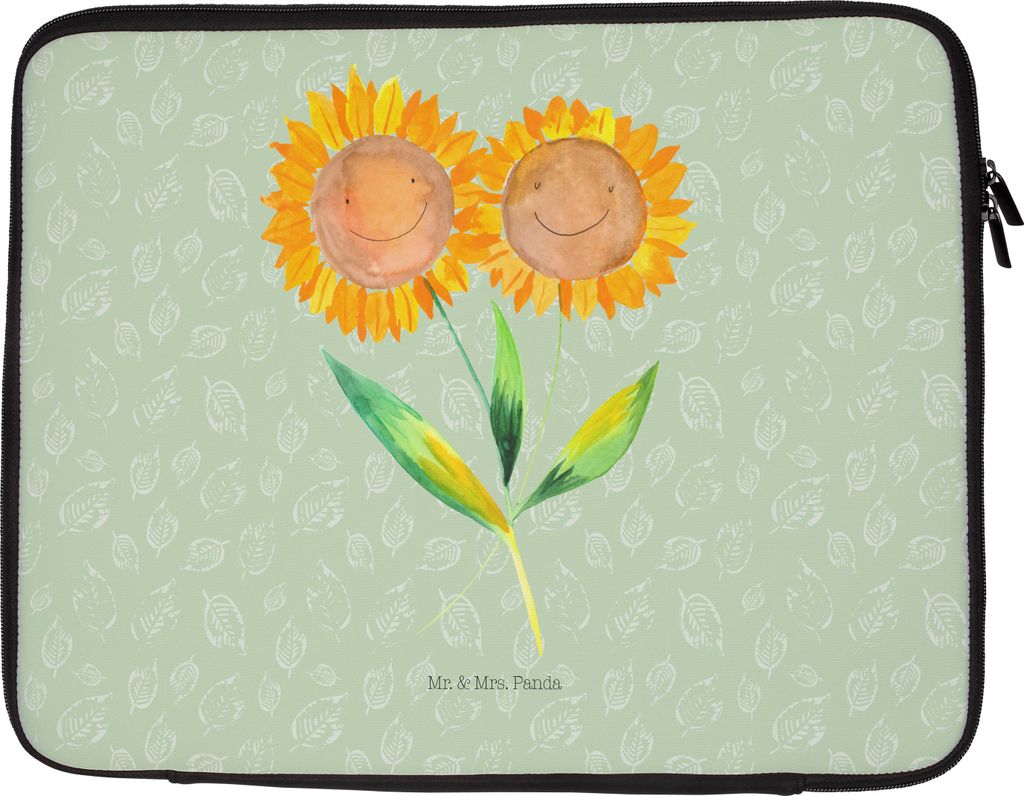 Mr. & Mrs. Panda Hülle Laptop Blume Sonnenblume 33 x 42 cm - Blattgrün - Geschenk, Lieblingsmensch, Notebook Tasche, Garten, Sonnenblumen, Sleeve...