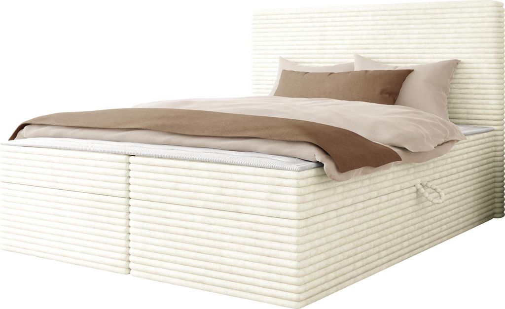 MIRJAN24 Boxspringbett mit zwei Bettkästen Wokio, Schlafzimmer, Dopellbett mit Topper (Farbe: Ambience 01, Größe: 180x200 cm)