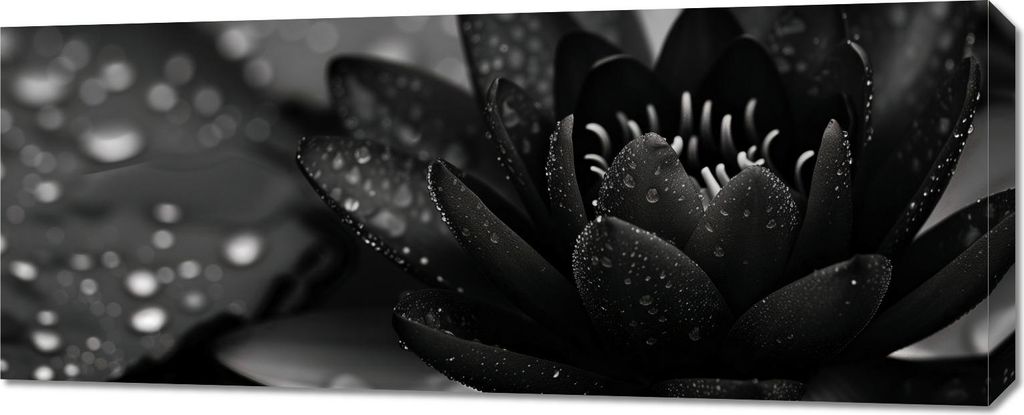 Bild 100x40cm Lotus in Schwarz