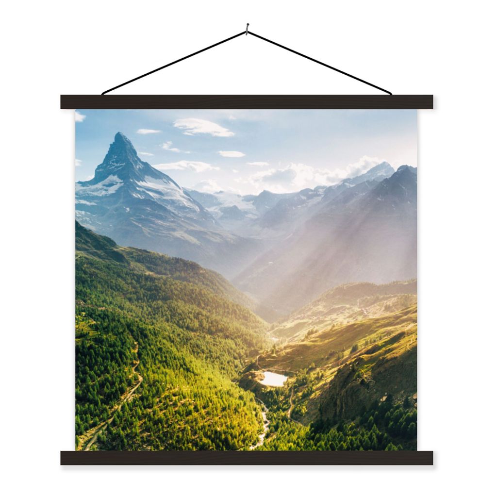 MuchoWow Textilposter Berge - Pflanzen - Landschaft 40x40 cm mit schwarzem Rahmen - Fotos