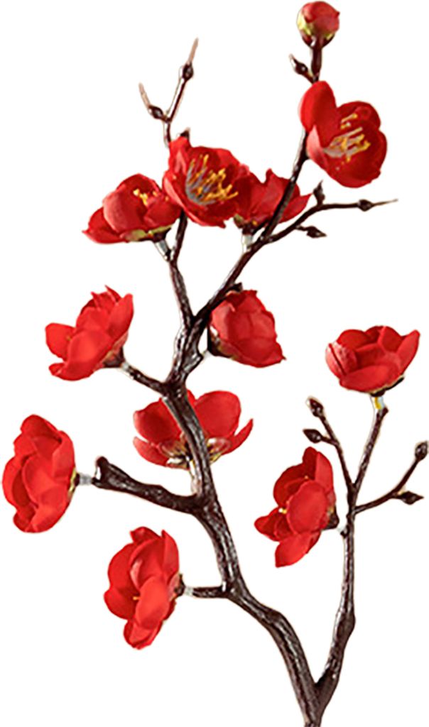 künstliche Pflaumenblüte dekorative Foto Requisiten Faux Seidenblume Hochzeit Künstlicher Bouquet für Büro-Rot