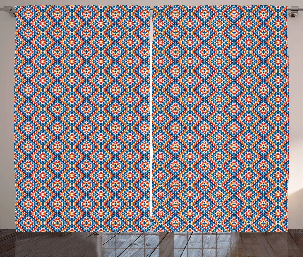 Tenda Etnica Rustica ABAKUHAUS 280x245cm Arancione Zig Zag per Soggiorno
