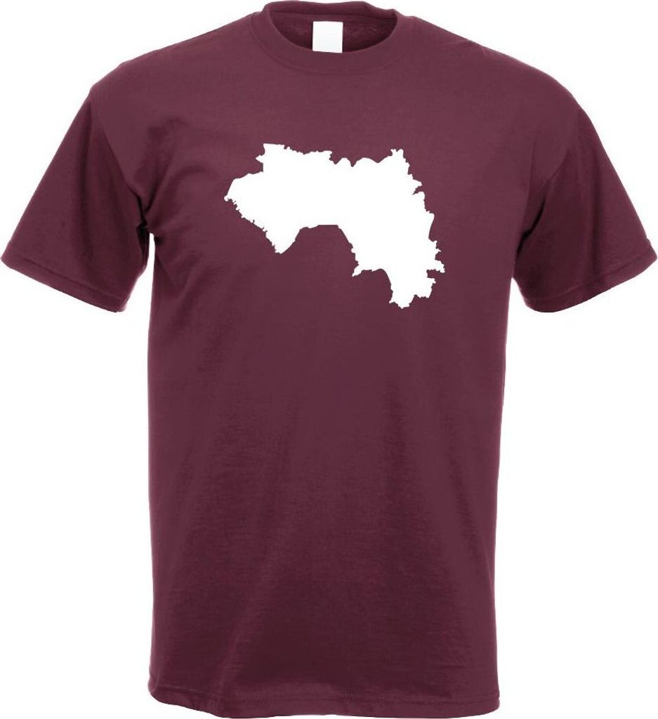 Kiwistar - T-Shirt - Burgund - Guinea Umriss Kontur Herren Funshirt Bedruckt Design Sprüche Spruch Motive - mit Motiv Bedruckt - Funshirt Design -...