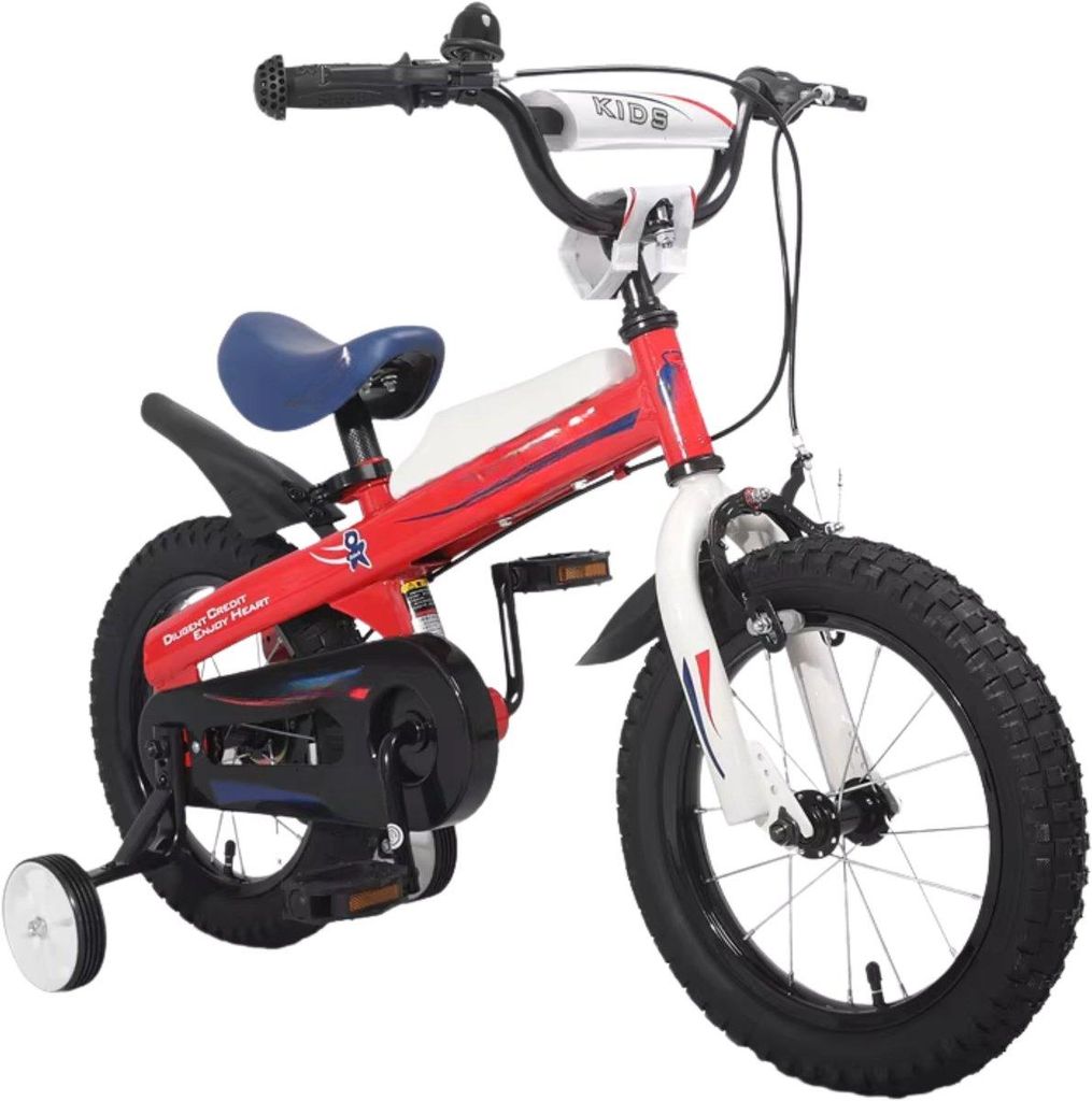 Kinderfahrrad – Für Kinder von 2–4 Jahren – Mit Stützrädern und Klingel-Handbremse – 41 cm – Rot