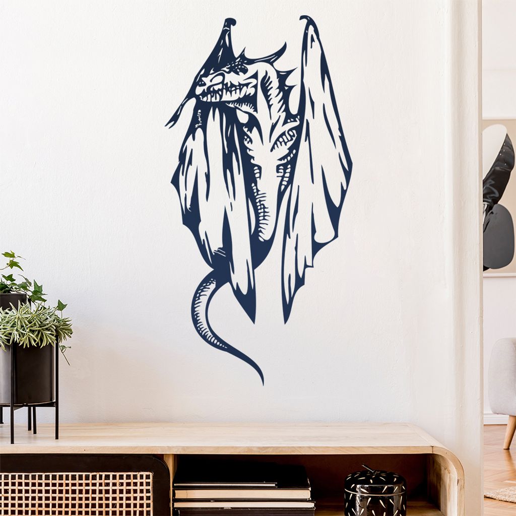 Flug Drache Wandtattoo in 6 Größen - Wandaufkleber Wall Sticker - Dekoration, Küche, Wohnzimmer, Schlafzimmer, Badezimmer