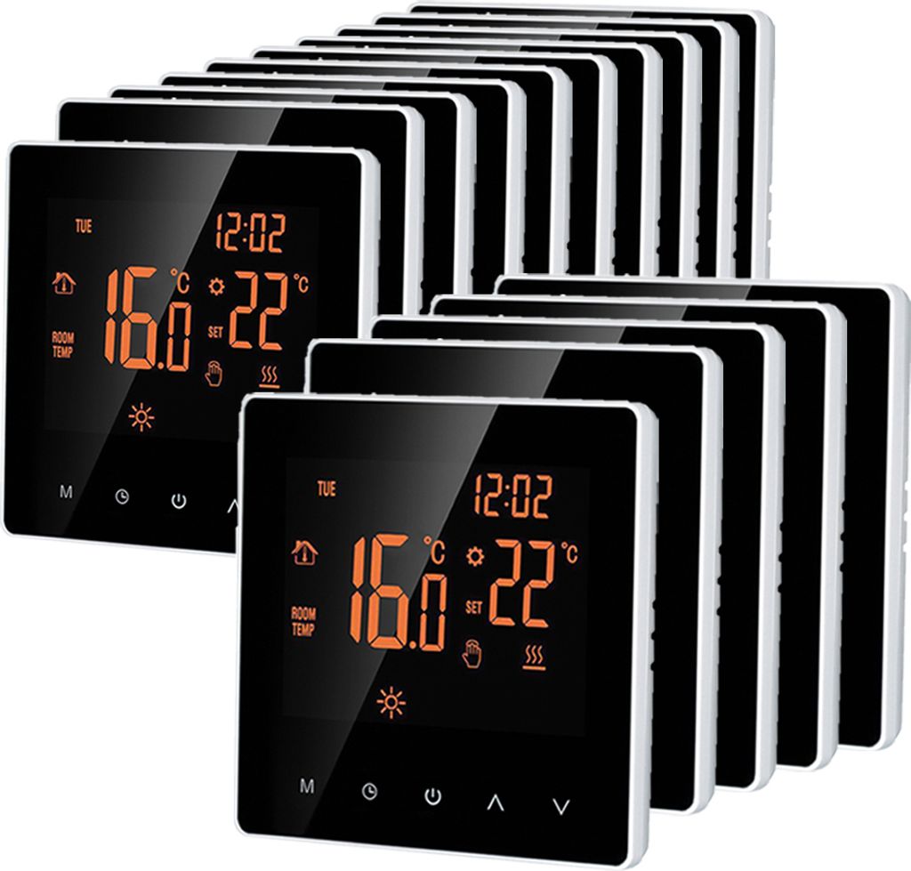 15X Smart Raumthermostat Thermostat, elektrische Fußbodenheizung LCD Touchscreen Wochenprogrammierbarer Kindersperre Speicherfunktion für zu Haus...