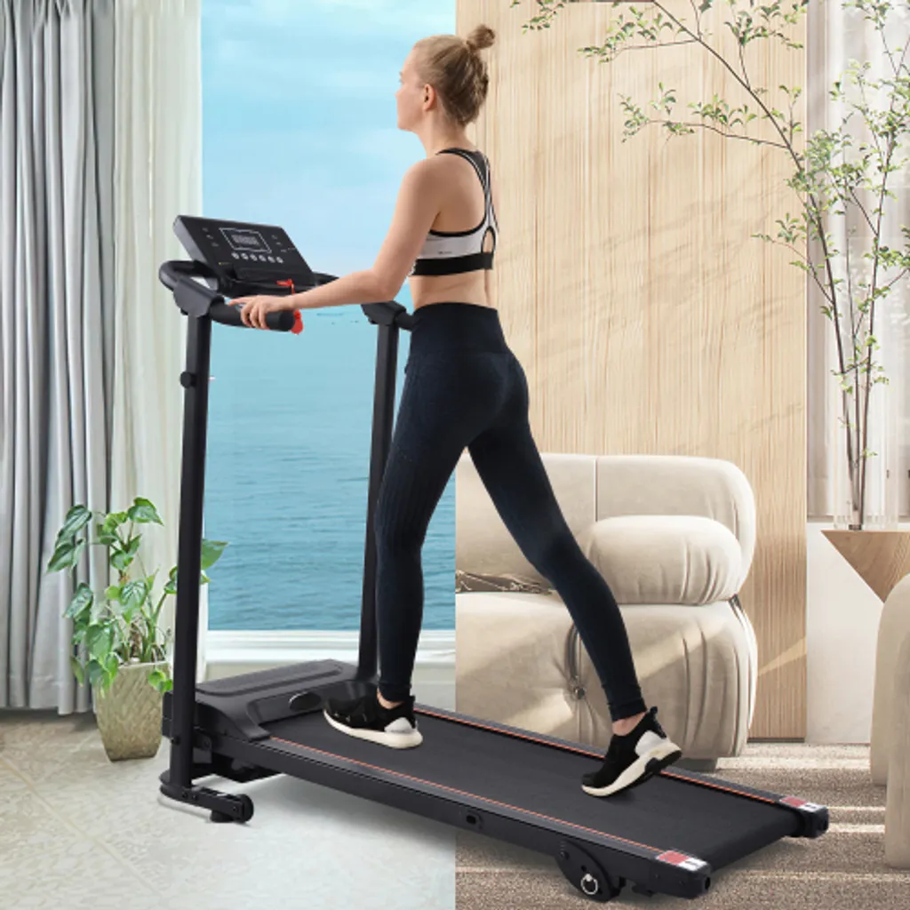 Tapis de course pliable avec écran LED et 12 programmes de fitness - Noir