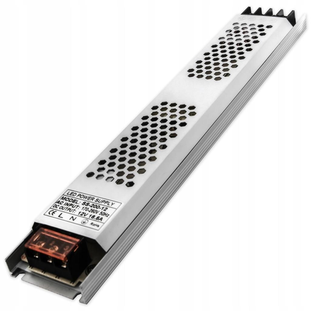 Ultra Slim LED Trafo 12V DC 200W 16,7A Flaches Schaltnetzteil Modulnetzteil Netzgerät für LED Streifen IP20