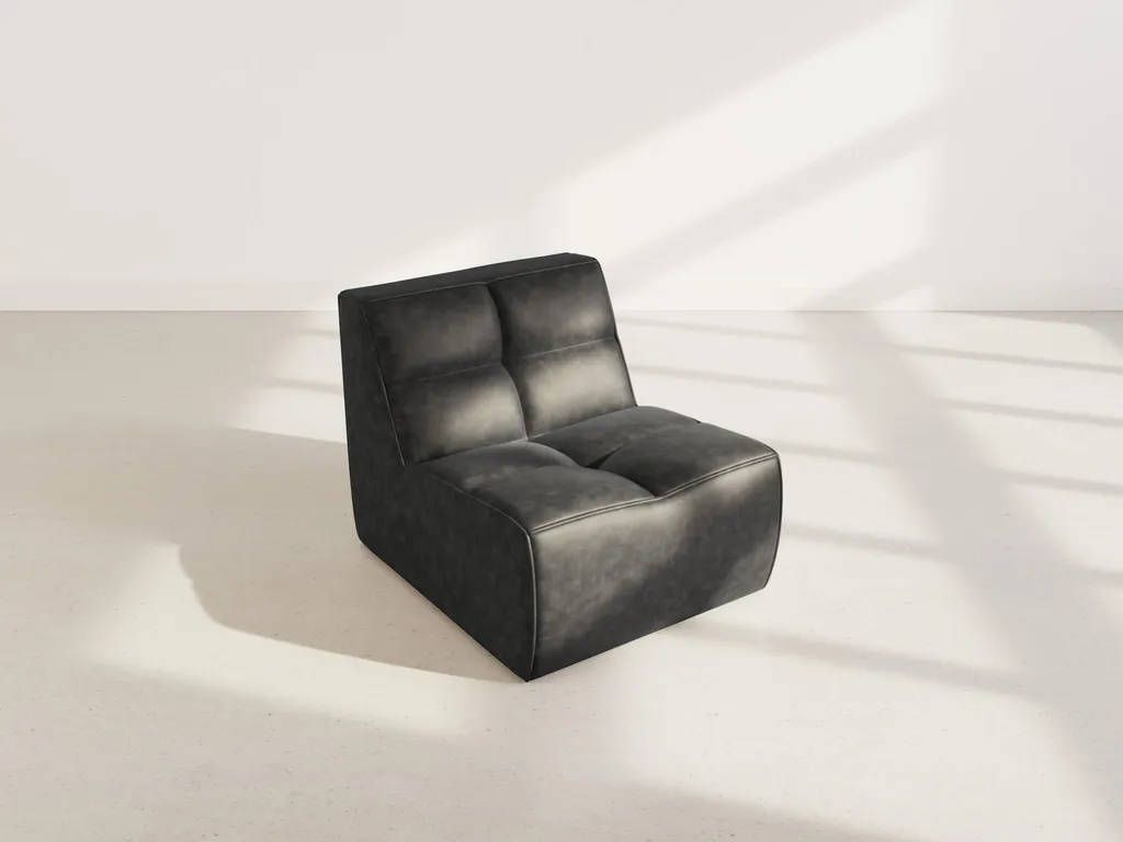 Lisa Design Alya - Module d'Assise en Simili Noir pour Canapé Modulable
