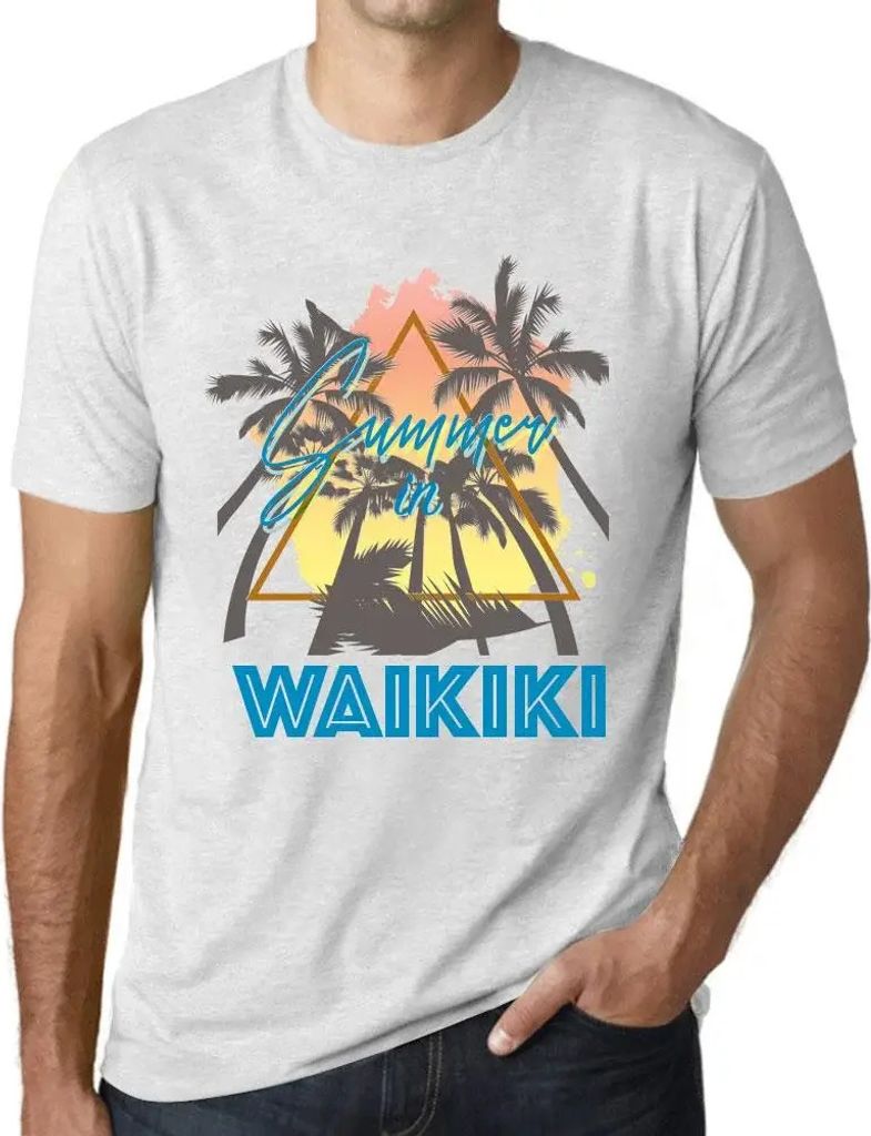 Herren Grafik T-Shirt Palme Sonnenschein Sommer in Waikiki – Palm, Sunshine, Summer In Waikiki – Öko-Verantwortlich Vintage Jahrgang Kurzarm L...