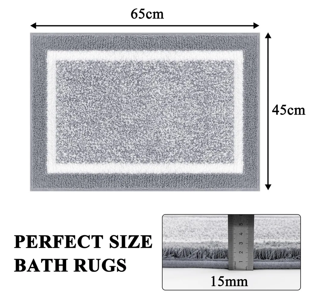 Tapis de douche absorbant et lavable en machine coloris gris clair 45x65