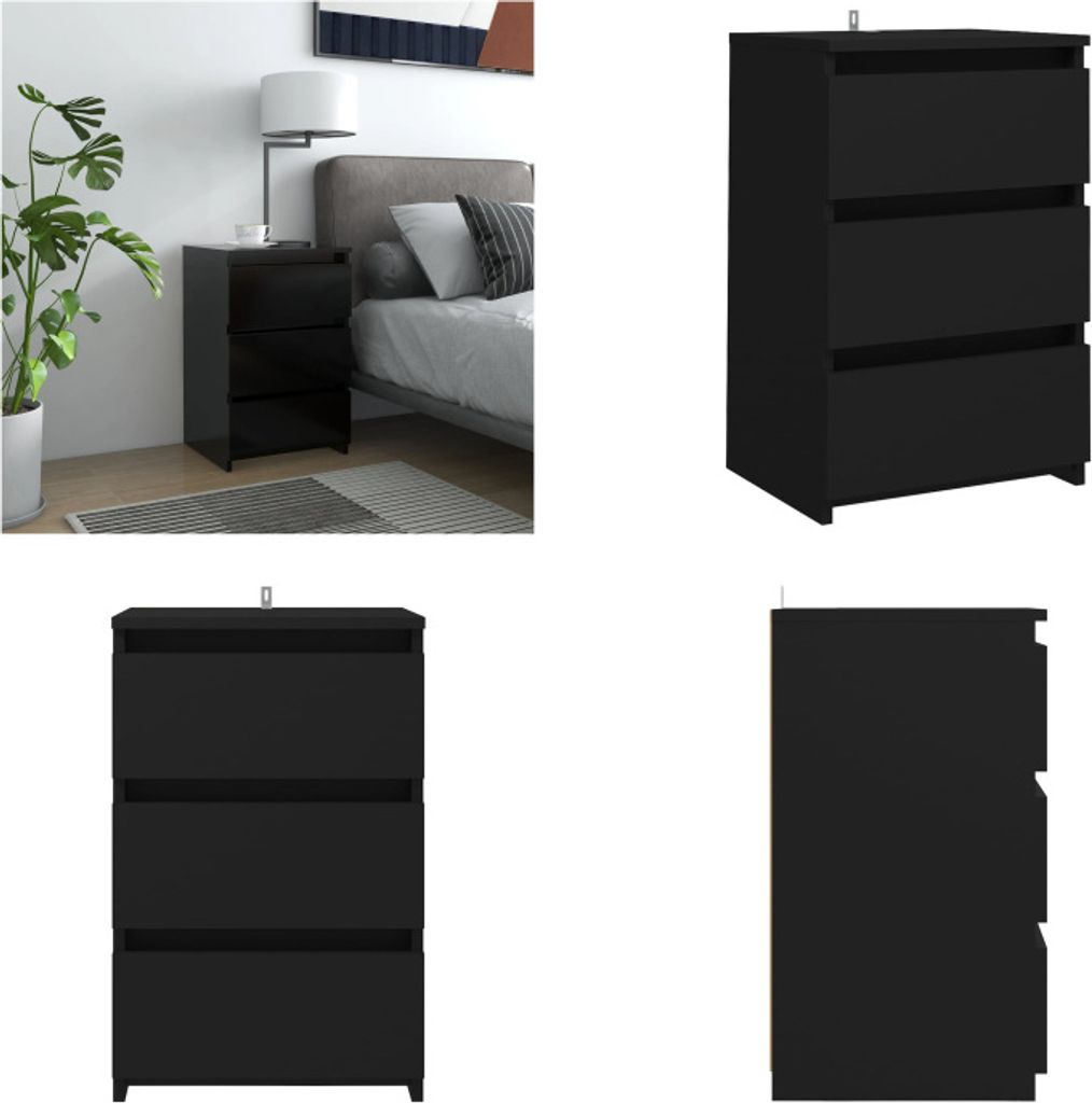 vidaXL Nachttisch Schwarz 40x35x62,5 cm Holzwerkstoff - Nachttisch - Nachttische - Nachtkommode - Nachtkommoden