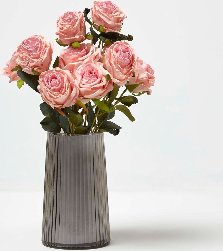 HOMESCAPES Rosa Rosenstrauß – Real Touch Kunstblumen, 46 cm