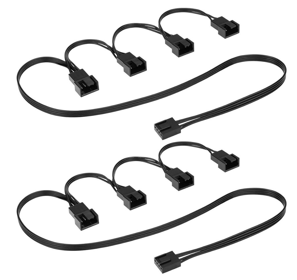2 Stück PWM-Lüfter-Splitter-Kabel 1x4-Pin zu 4x4-Pin-Stecker, Verlängerungskabel für CPU, Gehäuse und Hauptplatine