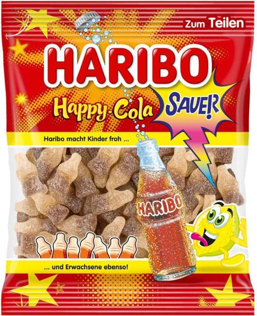 Haribo Happy Cola Sauer, Fruchtgummi, Weingummi, im Beutel, Produktbild 