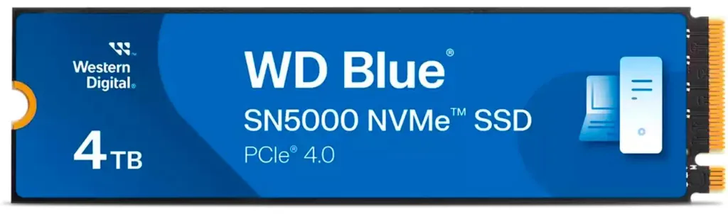 Disque SSD Interne 4To WD Blue SN5000 NVMe M.2 pour PC Ultra Rapide