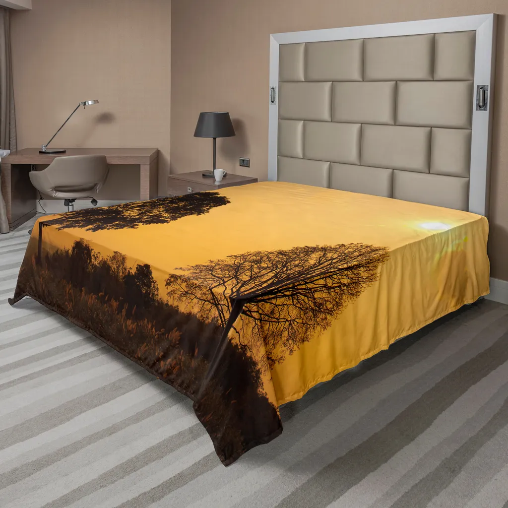 Grand Drap de Dessus pour Été et Décoration de Lit Safari Orange Brun