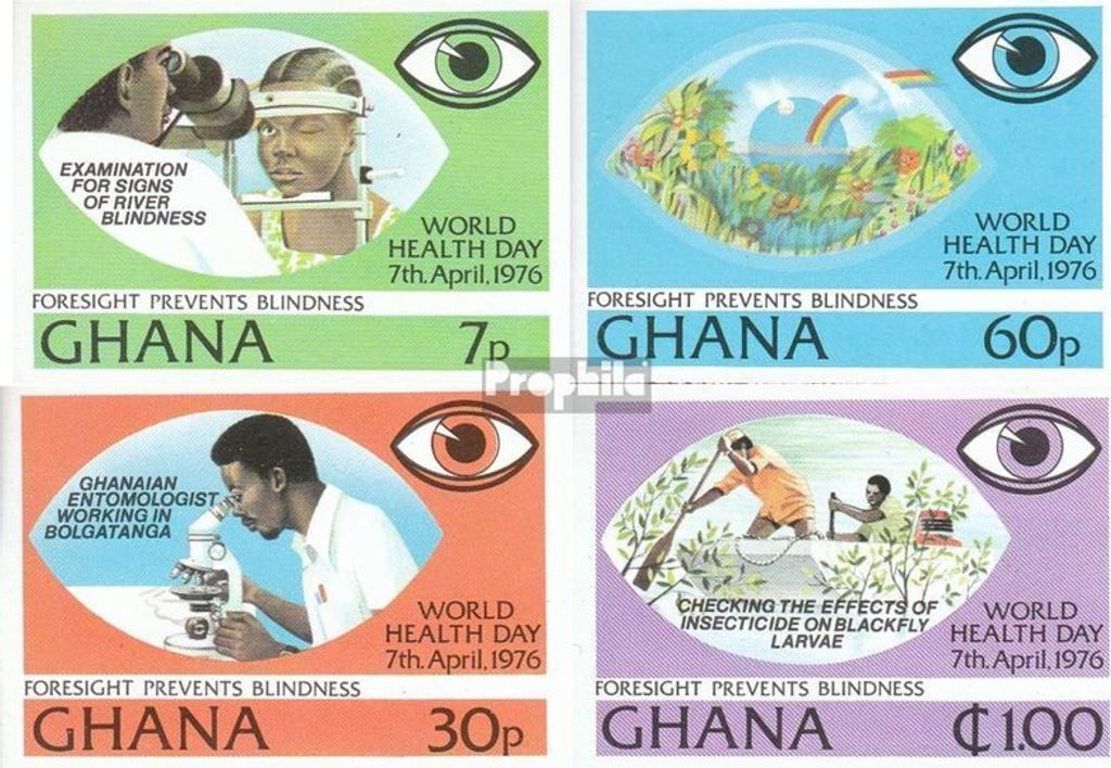 Briefmarken Ghana 1976 Mi 658B-661B (kompl.Ausg.) postfrisch Gesundheit