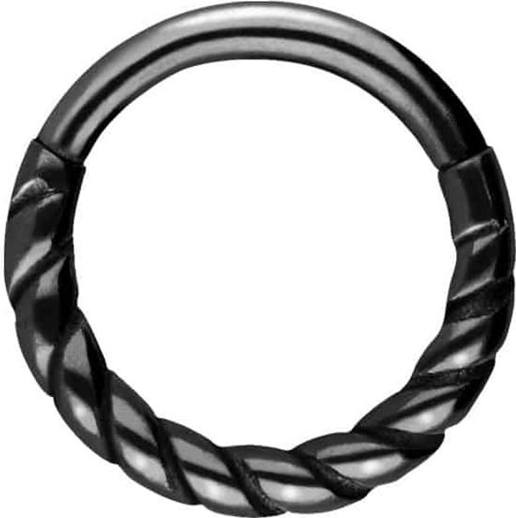 Ohrpiercing, Nasenpiercing, Septum Piercing Chirurgenstahl Segmentring Clicker GEDREHT Schwarz Innendurchmesser: 6mm + Stabstärke: 1mm