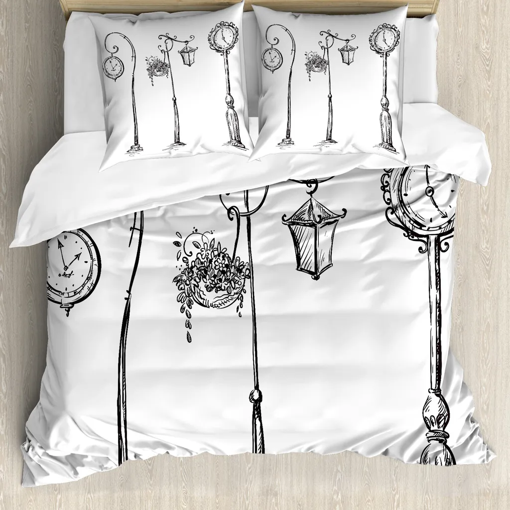 ABAKUHAUS Copripiumino Matrimoniale Urban Chic Bianco e Nero Antiacaro
