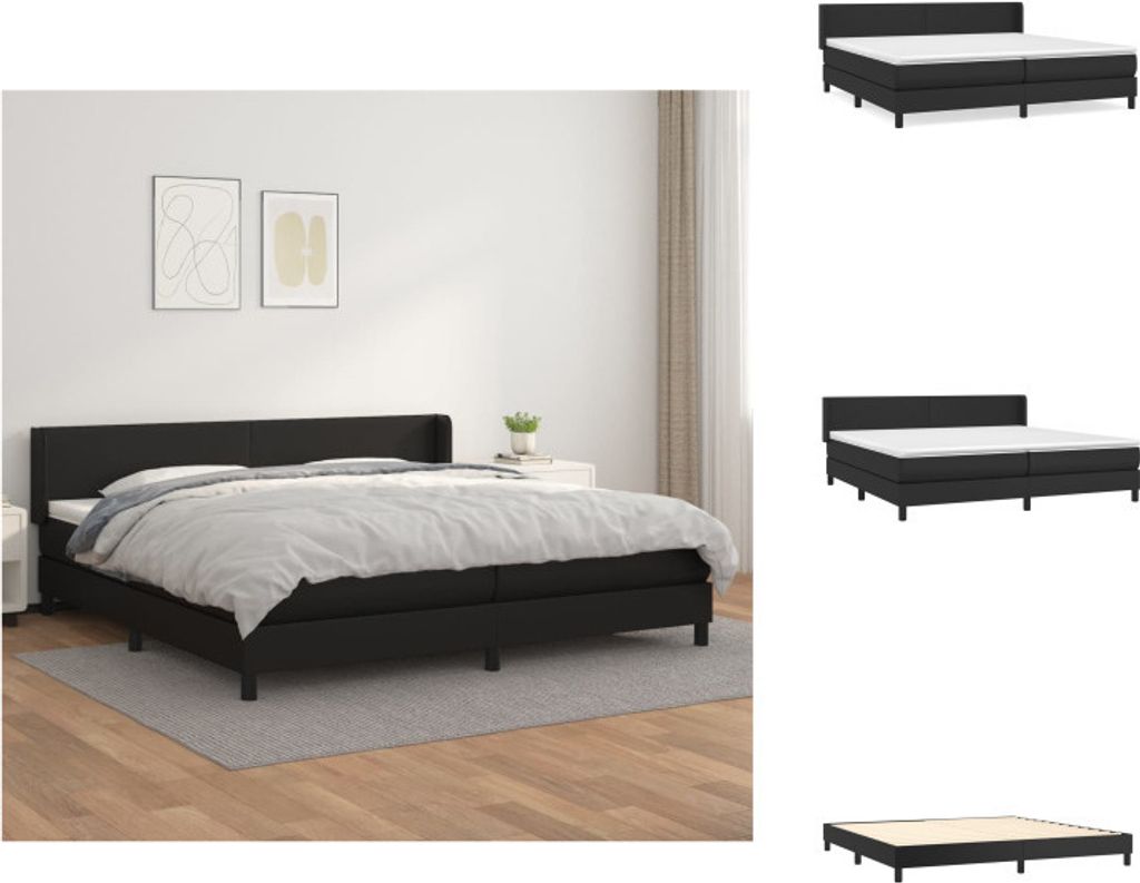 vidaXL Boxspringbett mit Matratze Schwarz 200x200 cm Kunstleder - Betten & Bettgestelle