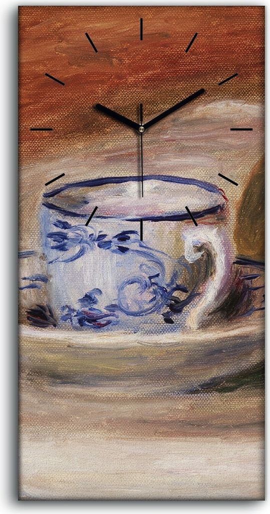 Leinwand Uhr Küche Wohnzimmer Bild 30x60 Gemälde Früchte Orangen Bananen Becher - schwarze Hände