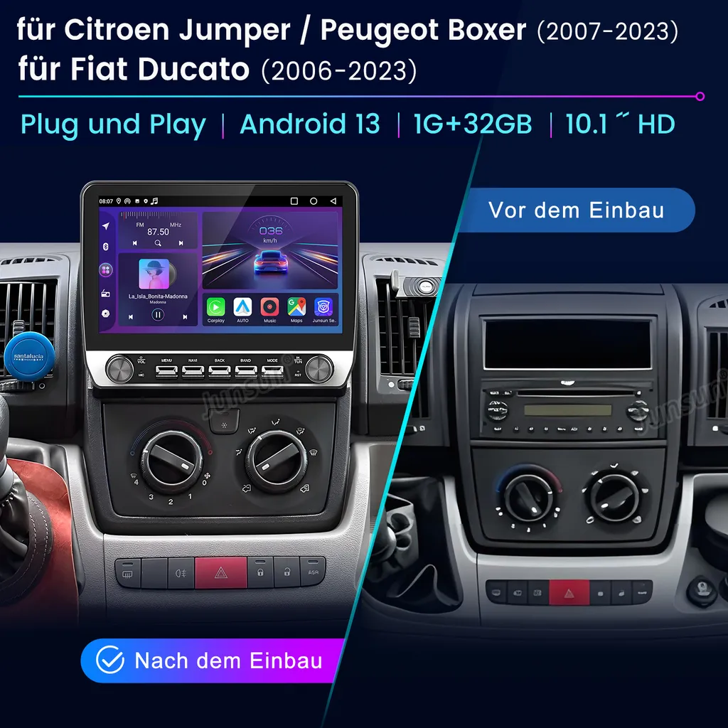 Radio Camper Ducato Android 15: CarPlay 10" per Jumper e Boxer - 3