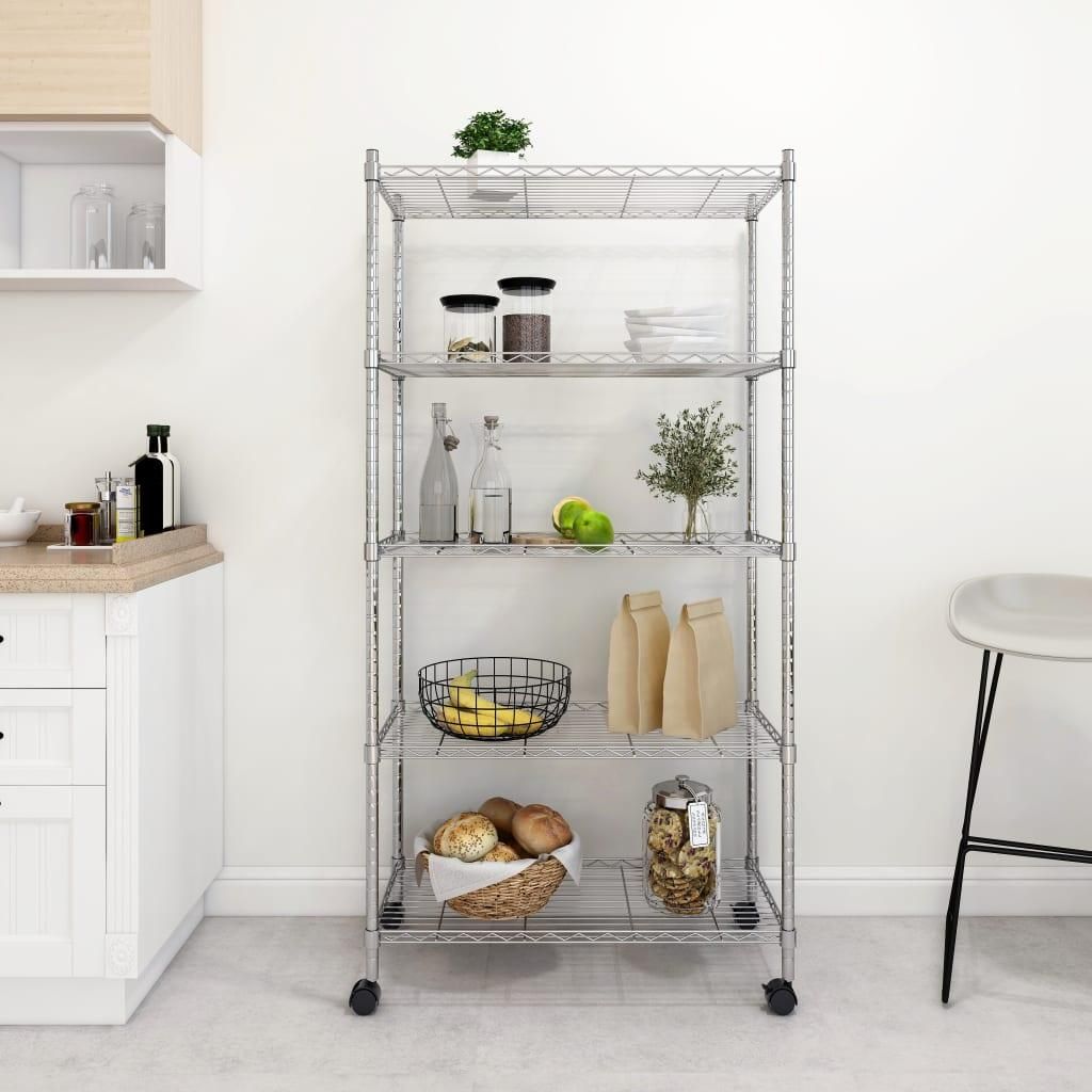 VIDAXL-Speicher 5-Schicht mit Rädern 250 kg 75x35x155 cm Image du produit 
