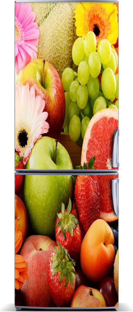 Tulup Kühlschrankdekoration - Magnetmatte - 60 cm x 180 cm - Magnet auf dem Kühlschrank - Früchte Und Blumen