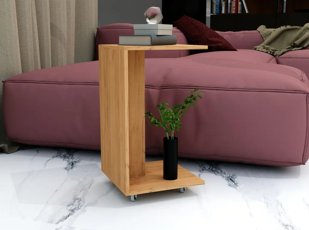 Table d'appoint à roulettes avec plateau CRAFT, table en C ergonomique
