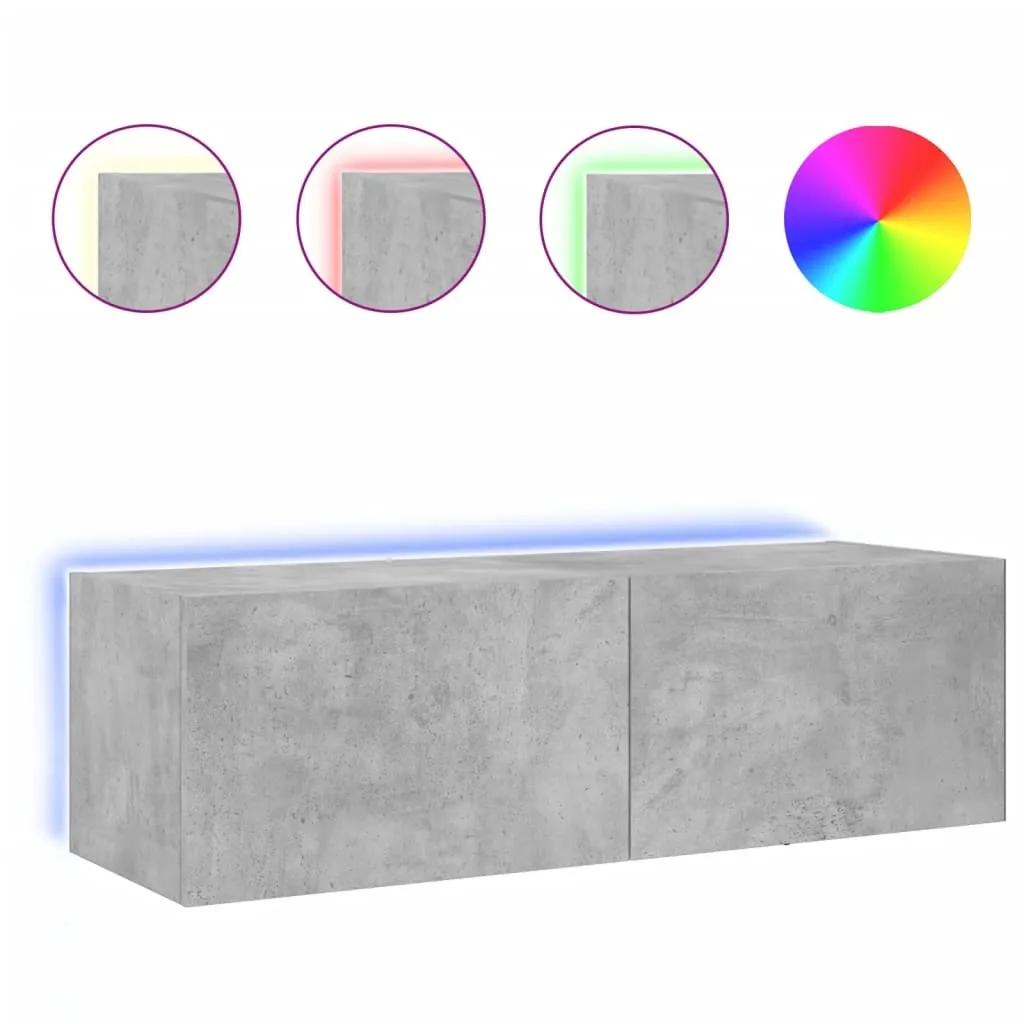 Mobile TV Sospeso Grigio Cemento con LED SYFAX™ 100x35x31 cm - Design Moderno