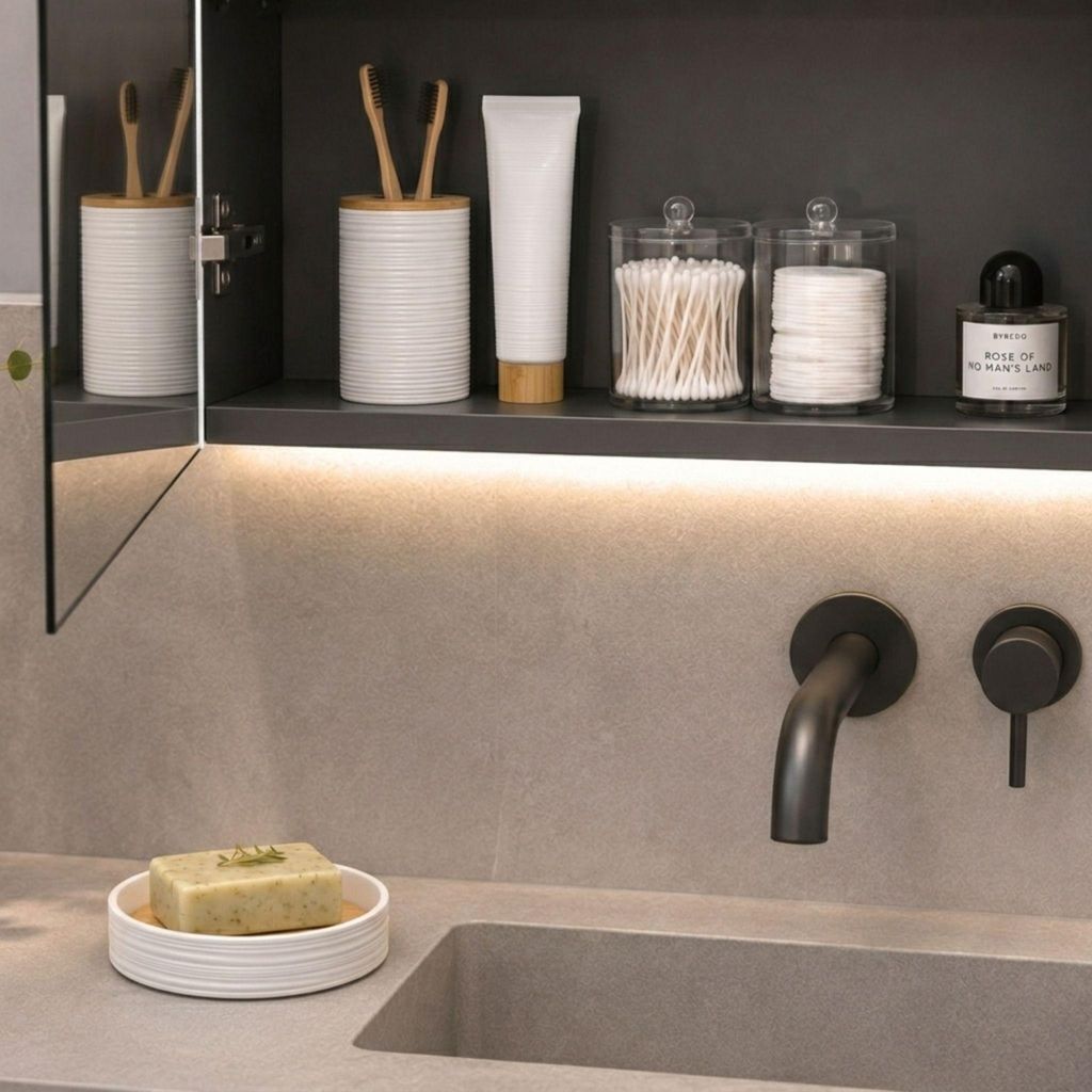 Badezimmer Accessoires Set, Badset Zubehörset 6-teilig oval