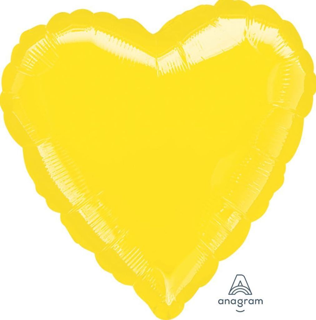 18"/Ø43cm Herz Folienballon Uni | Gelb Produktbild 