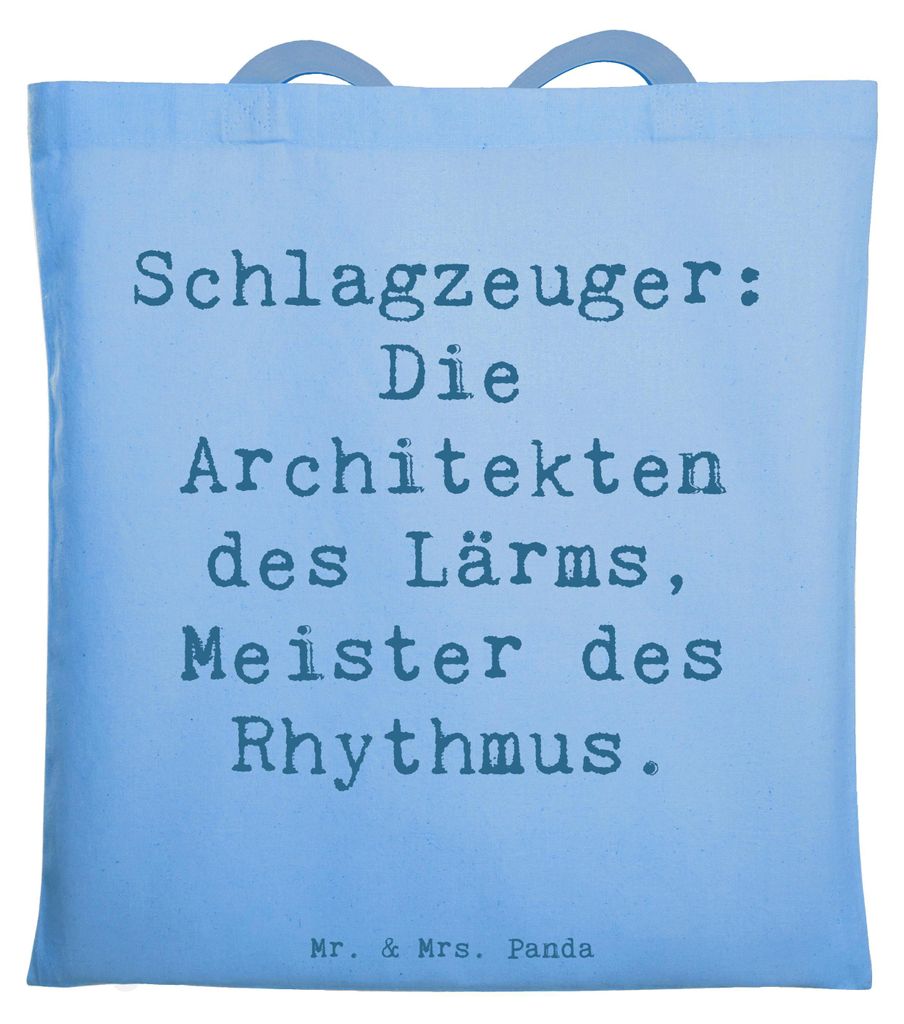 Mr. & Mrs. Panda Tote Bag Spruch Schlagzeug Architekten - Sky Blue - Geschenk, Tragetasche, Beats, Beutel, Jutebeutel, Musik, Präsenz, Band, Tasch...