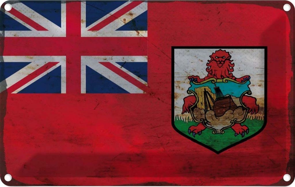 vianmo Blechschild 12x18 cm Bermuda Rost Flagge Fahne Wappen