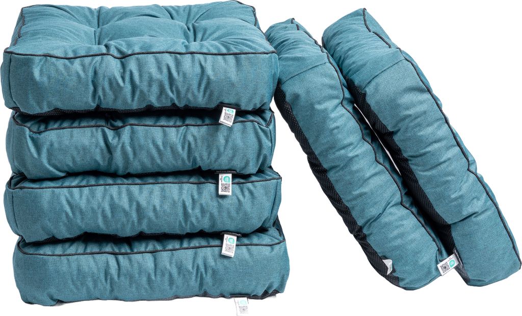 TexDeko 6er Pack Loungekissen Gartenpolster für Rattanmöbel UV-Schutz & Wasserabweisend 50x50x12 cm (Türkis)