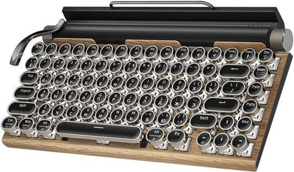 Clavier sans fil mécanique bleu et bois avec switches interchangeables