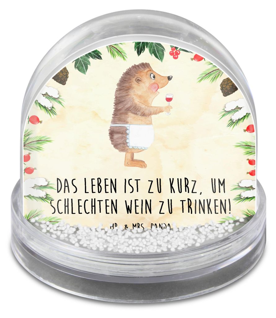 Mr. & Mrs. Panda Schneekugel Weihnachten Igel Wein - Naturpapier - Geschenk, Weinliebhaber, Spruch, schnee kugel, Weißwein, Lustige Sprüche, Wein...