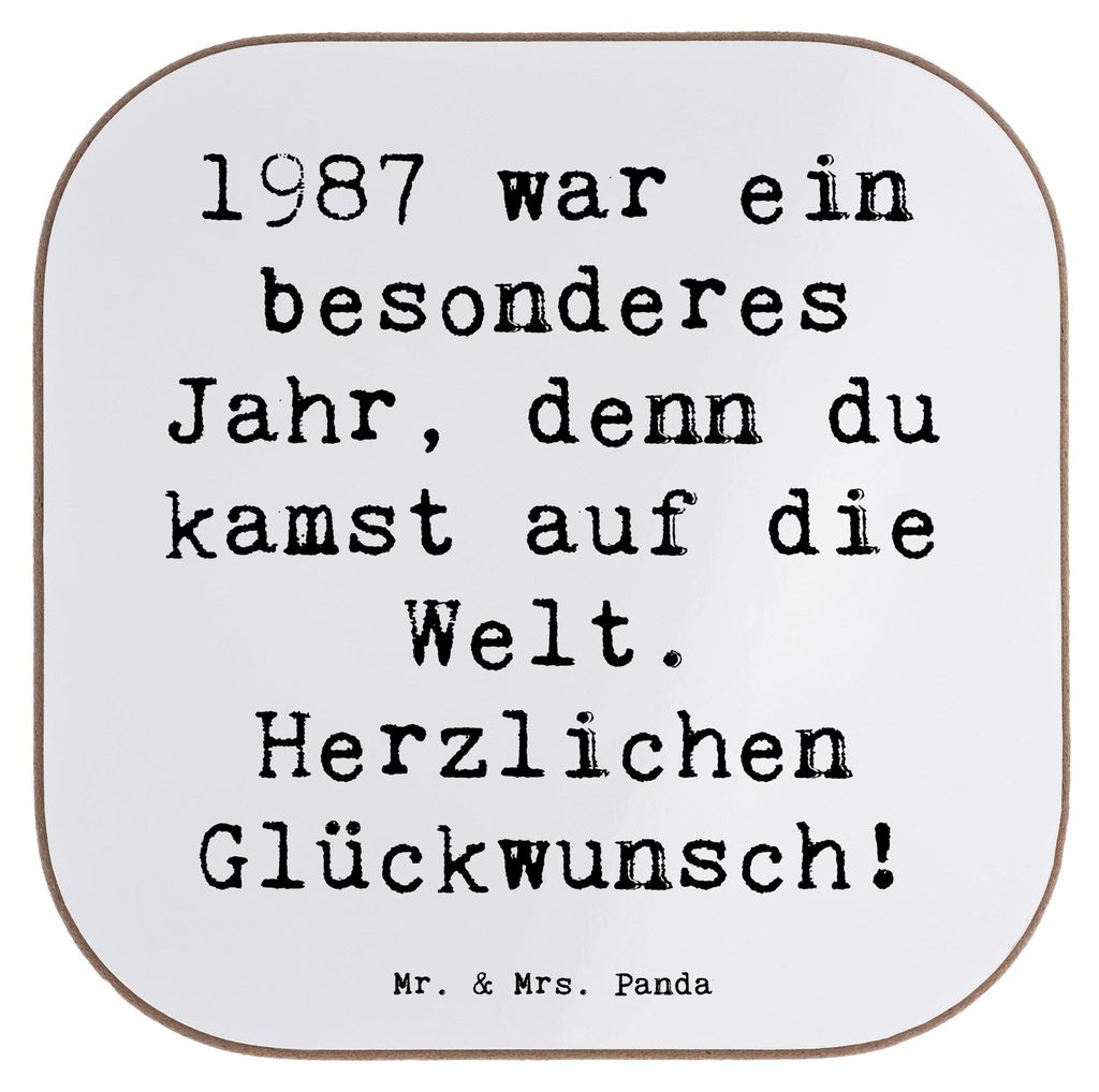 Mr. & Mrs. Panda Untersetzer Glas Spruch 1987 Geburtstag - Weiß - Geschenk, Geburtsjahr, Jahrgang, Alter, Geburtstagsjahr, für Gläser, gläserun...