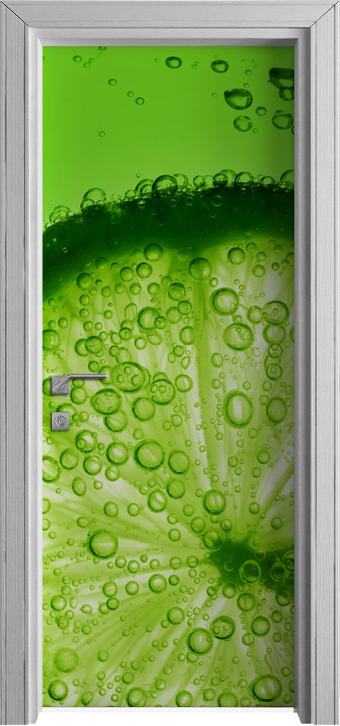 Tür Selbstklebende 80x210 cm Türfolie Türtapete Klebefolie - Limette Spritz Wasser